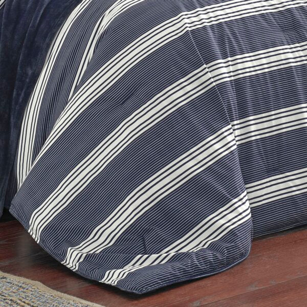 3 Pieces Full/Queen Craver Navy 100% Cotton Reversible Modern & Contemporary Duvet Cover Set