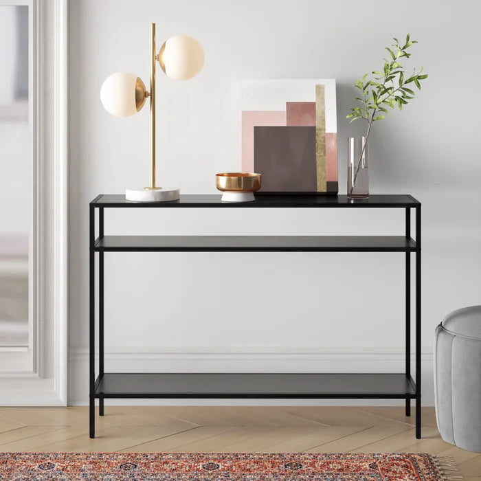 29.5" H x 22" W x 8" D Blackened Bronze Crepeau Console Table