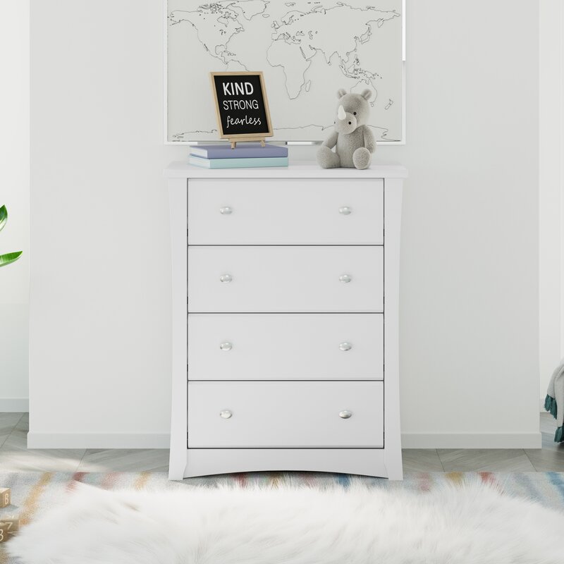 White Crescent 4 Drawer Chest