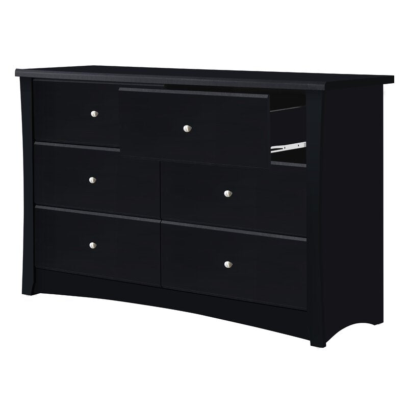 Black Crescent 6 Drawer Double Dresser pt656