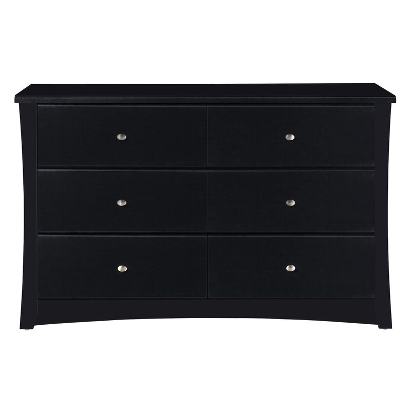 Black Crescent 6 Drawer Double Dresser pt656