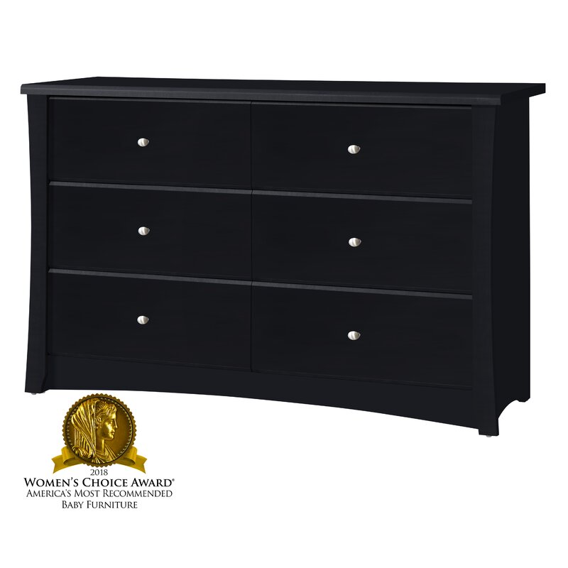 Black Crescent 6 Drawer Double Dresser pt656