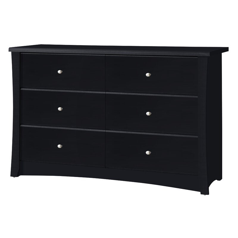 Black Crescent 6 Drawer Double Dresser pt656