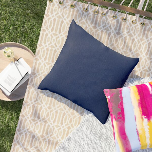18" x 18" Canvas Navy Crispin Outdoor Square Sunbrella Pillow Cover & Insert (Set of 4) pt913