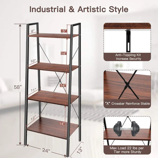 58.26" H x 23.6" W x 12.7" D Cruciano Trapezoid Shelf Shelving Unit