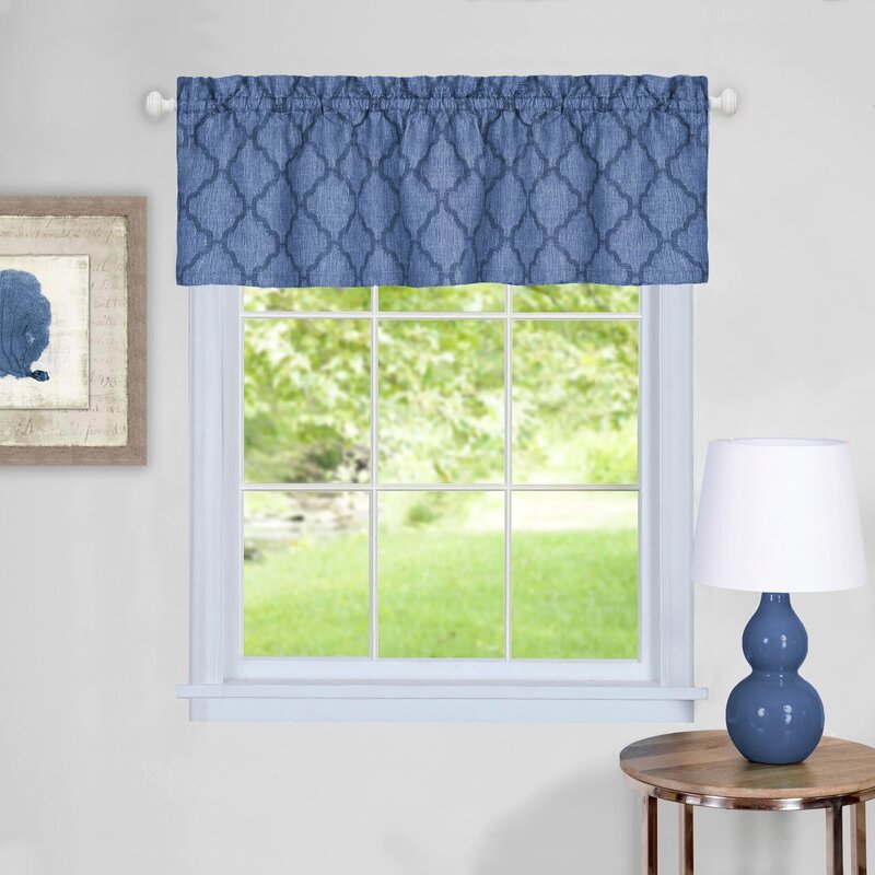 Blue Cuadra Geometric Ruffled 58'' Window Valance B15-LC577