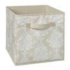 Set of 4 - Cubeical Damask Fabric Bins, Beige/Tan (#K1066)