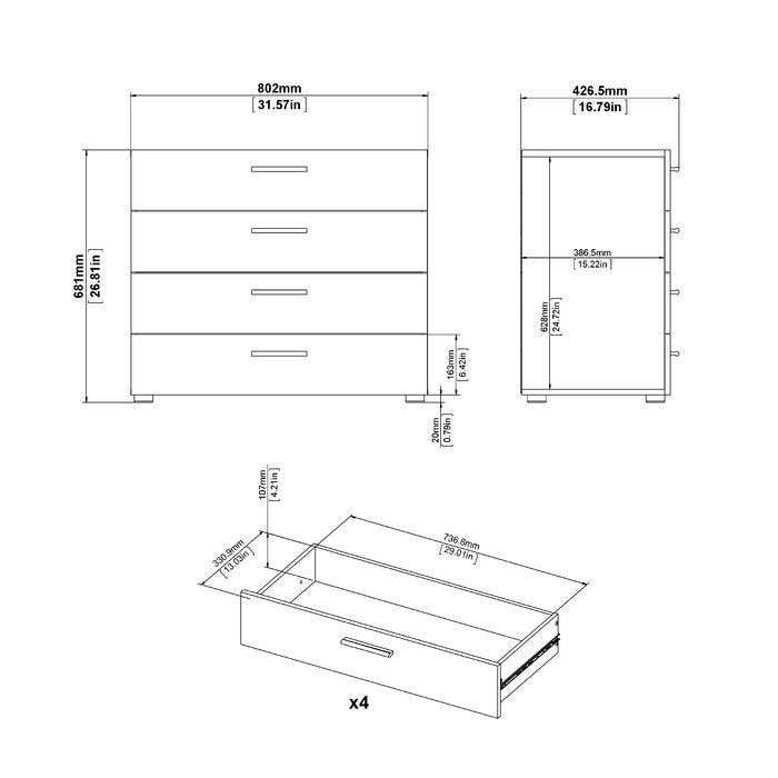 Culpeper 4 Drawer Chest, White/Oak (#K4442)