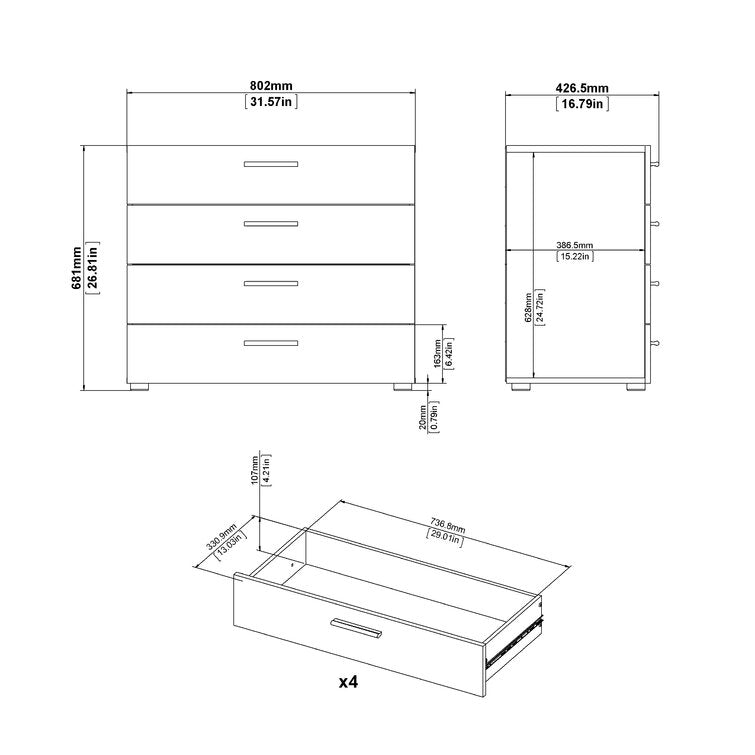 White Culpeper 4 Drawer Dresser pt894