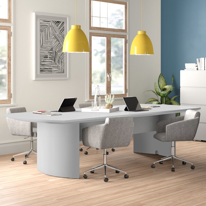 29.5" H x 96" L x 42" W Textured Sea Salt Curved End Conference Table Top ONLY SHB244