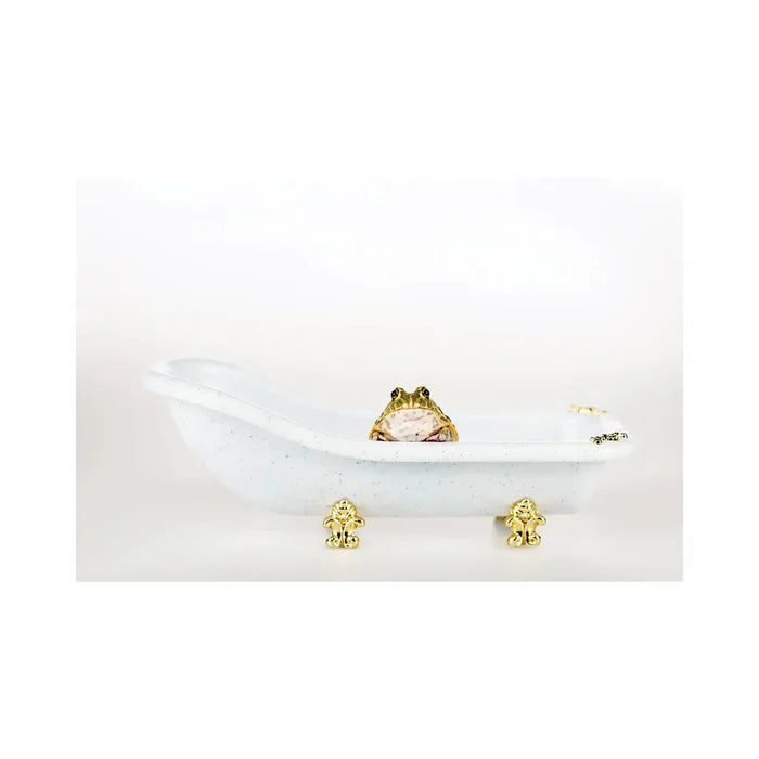 18" H x 26" W x 1.5" D Cute Green Frog In Small Luxury Bathtub Isolated On White by Igorvetushko - Wrapped Canvas Graphic Art