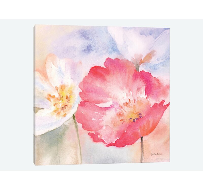 12" H x 12" W x 0.75" D Cynthia Coulter Watercolor Poppy Meadow Pastel II by Cynthia Coulter - Wrapped Canvas Gallery-Wrapped Canvas Giclée