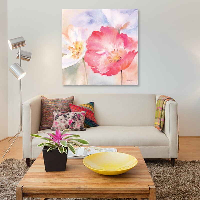 12" H x 12" W x 0.75" D Cynthia Coulter Watercolor Poppy Meadow Pastel II by Cynthia Coulter - Wrapped Canvas Gallery-Wrapped Canvas Giclée