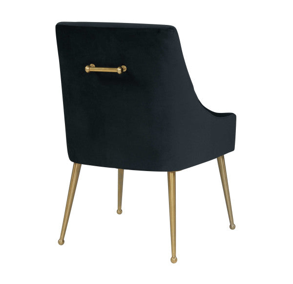 Beatrix Velvet Side Chair, Black/Gold **Single Chair** (#K5418)