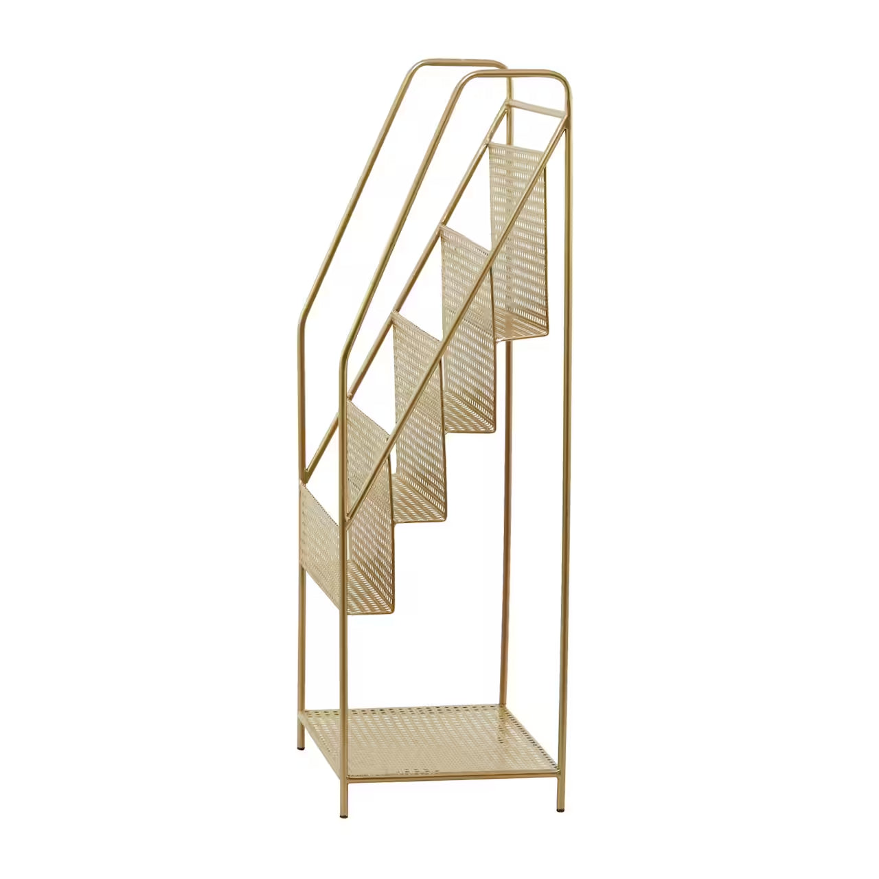 Gold Metal 4 Slot Magazine Holder with Tall Stand