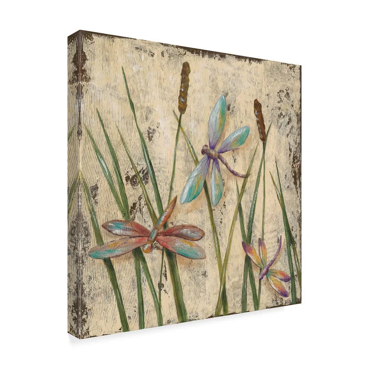 35" H x 35" W x 2" D Dancing Dragonflies I by Jade Reynolds - Wrapped Canvas Print