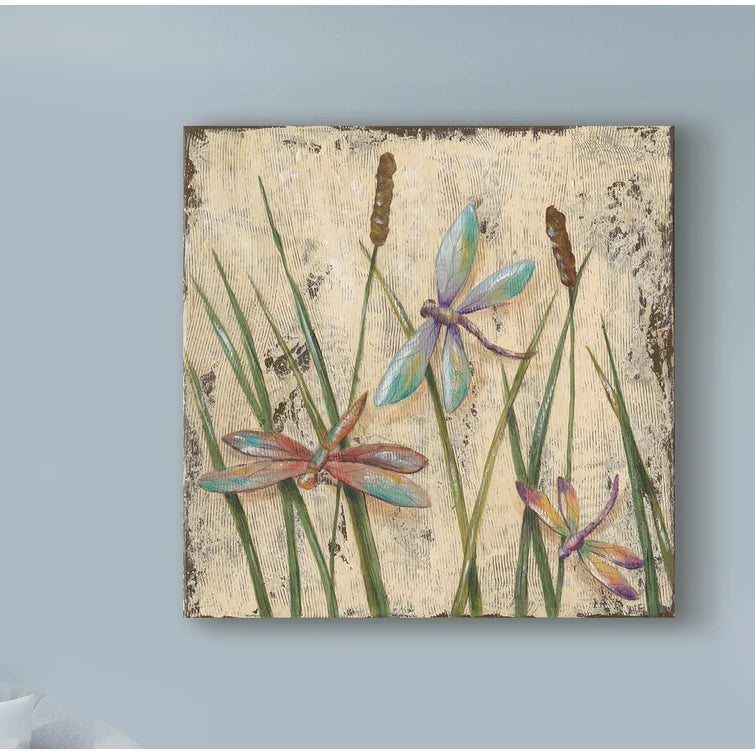 35" H x 35" W x 2" D Dancing Dragonflies I by Jade Reynolds - Wrapped Canvas Print