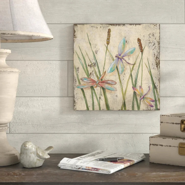 35" H x 35" W x 2" D Dancing Dragonflies I by Jade Reynolds - Wrapped Canvas Print
