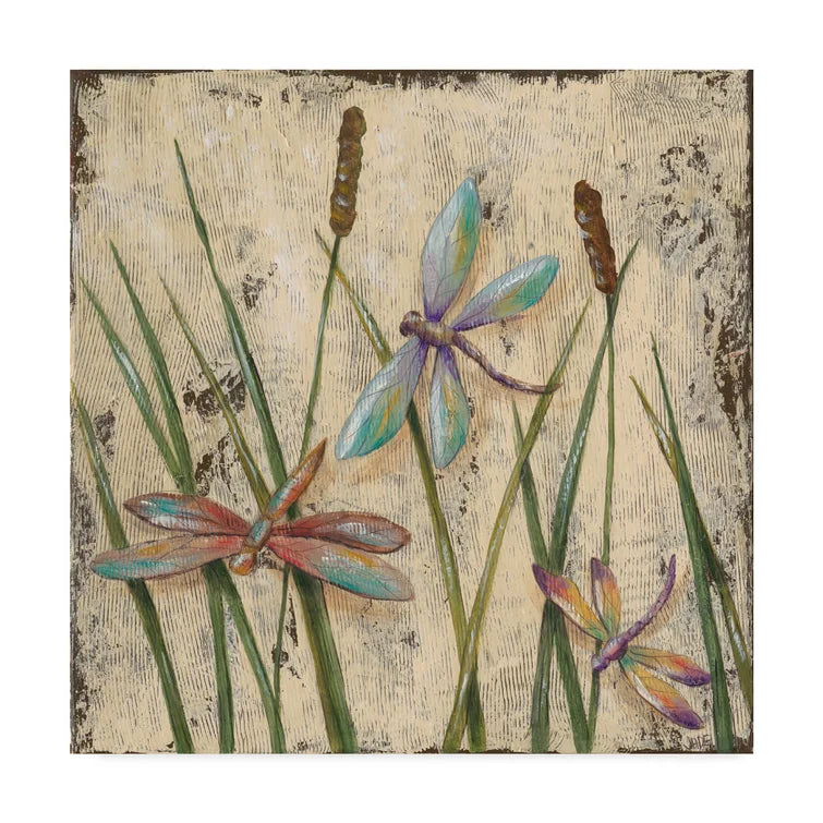 35" H x 35" W x 2" D Dancing Dragonflies I by Jade Reynolds - Wrapped Canvas Print