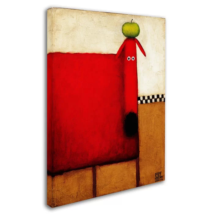 32" H x 24" W Daniel Patrick Kessler Red Dog With Apple by Daniel Patrick Kessler - Print on Canvas