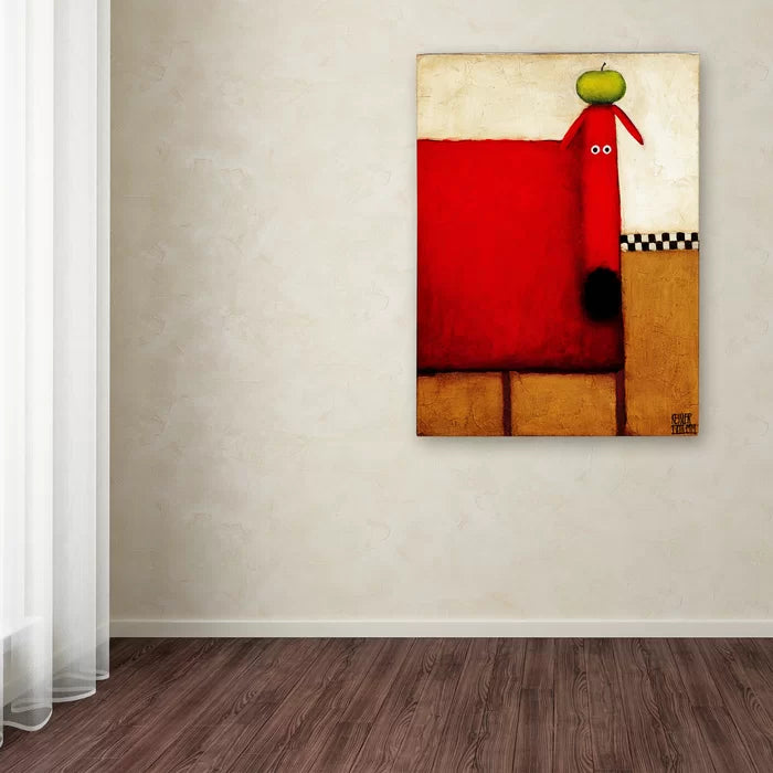 32" H x 24" W Daniel Patrick Kessler Red Dog With Apple by Daniel Patrick Kessler - Print on Canvas