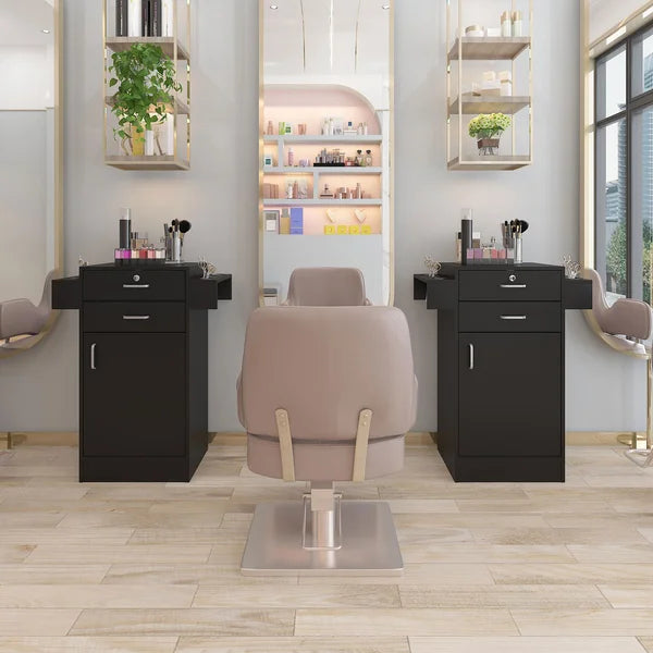 Black Danio Beauty Salon Storage Station Cabinet Stylist Equipment Drawer Hair Dryer Holder