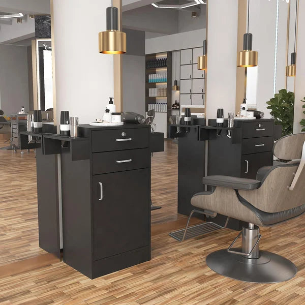 Black Danio Beauty Salon Storage Station Cabinet Stylist Equipment Drawer Hair Dryer Holder