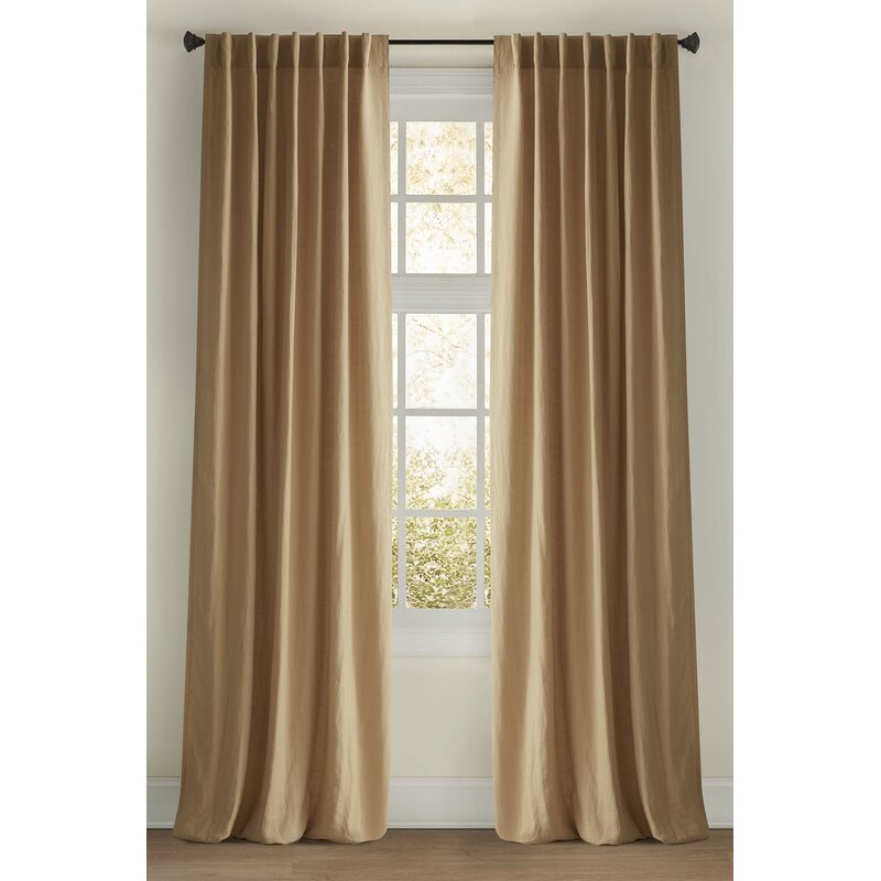 50" x 118" Linen Solid Color Semi-Sheer Rod Pocket Single Curtain Panel