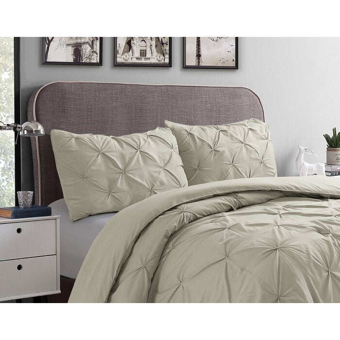 King Comforter + 2 King Shams Taupe Dasean Microfiber Traditional Comforter Set