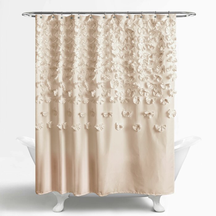 72'' H x 72'' W Ivory Dasiah Floral Single Shower Curtain