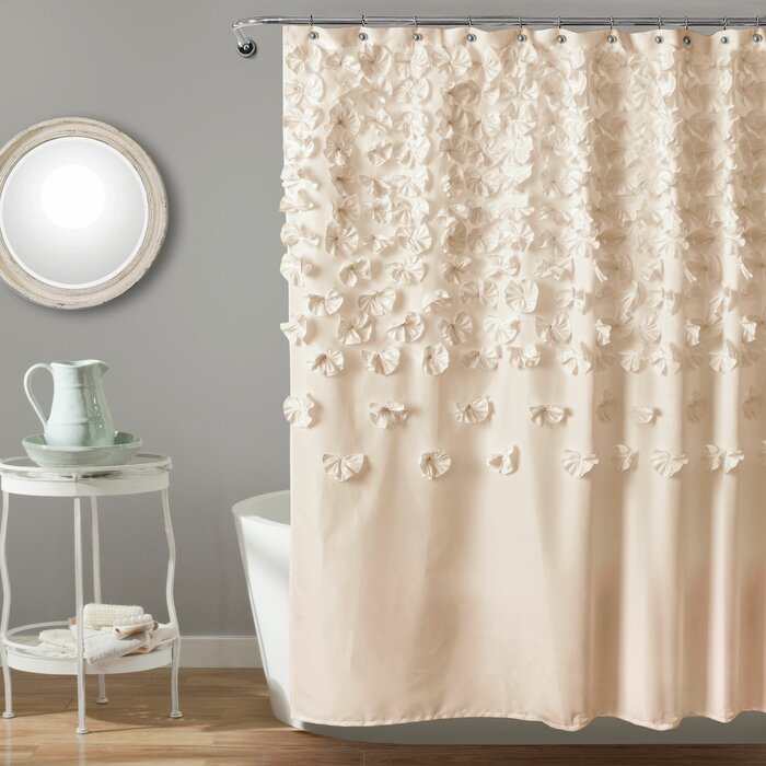 72'' H x 72'' W Ivory Dasiah Floral Single Shower Curtain