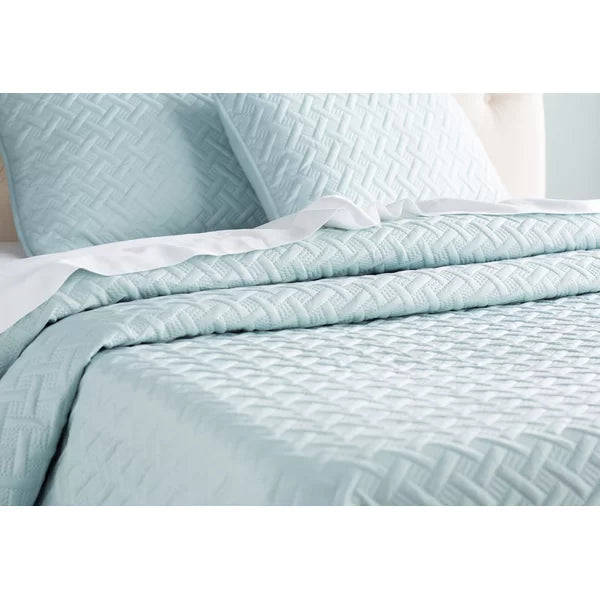 Full/Queen Coverlet + 2 Shams Blue Dastan Microfiber Reversible Modern & Contemporary Coverlet / Bedspread Set