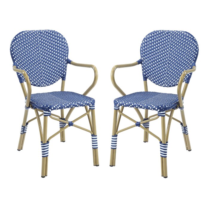 Dayne 22" Width Aluminum Patio Arm Chairs, Set Of 2
