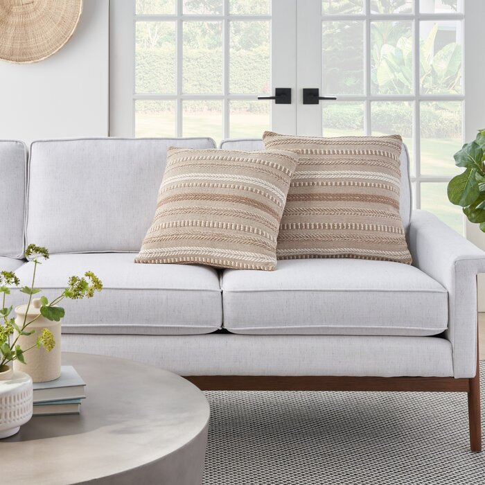 18" x18" x 0.5"  Beige Deandre Life Styles Casual Stonewash Braided Pillow Cover, Set of 2