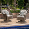 Set of 2 - Dearing Modern Wicker Swivel Club Patio Chairs with Cushions, Brown/Gray Cushions (#K2529)