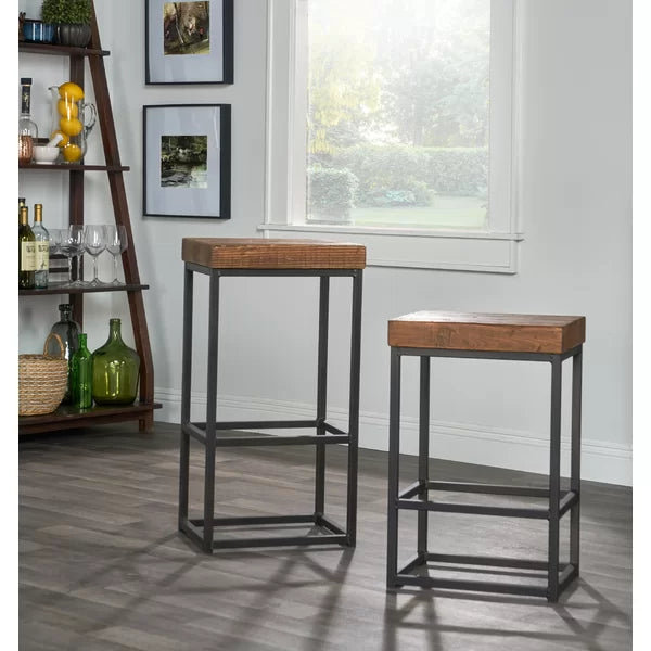 Debby Solid Wood Counter Stool (SET OF 2) (2 BOXES)