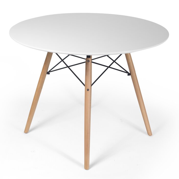 Debord 39.5" Dining Table, White/Natural (#665)