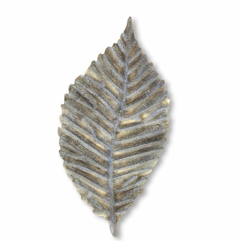 14" H x 7" W x 2" D Green/Gray/Blue Decorative Brattea Leaf Wall Décor CR1310