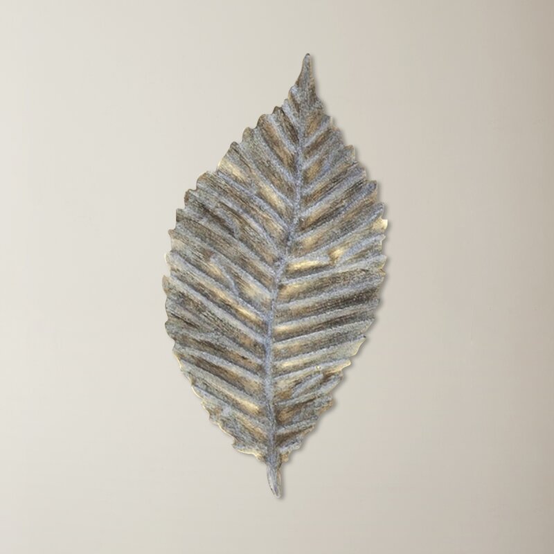 14" H x 7" W x 2" D Green/Gray/Blue Decorative Brattea Leaf Wall Décor CR1310