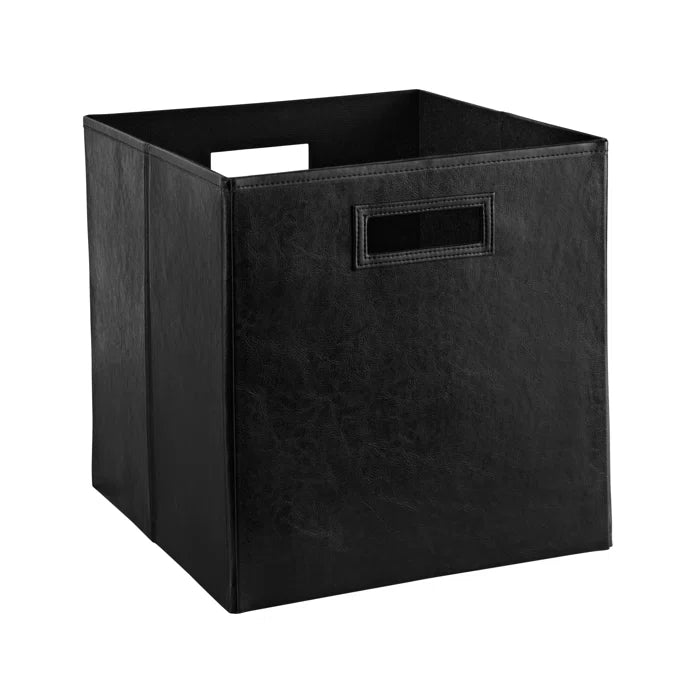 Black Decorative Storage Leather Bin
