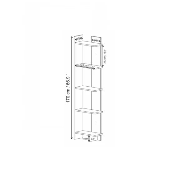(5 Shelves) 67" H x 18" W x 9" D Deddrick Corner Bookcase