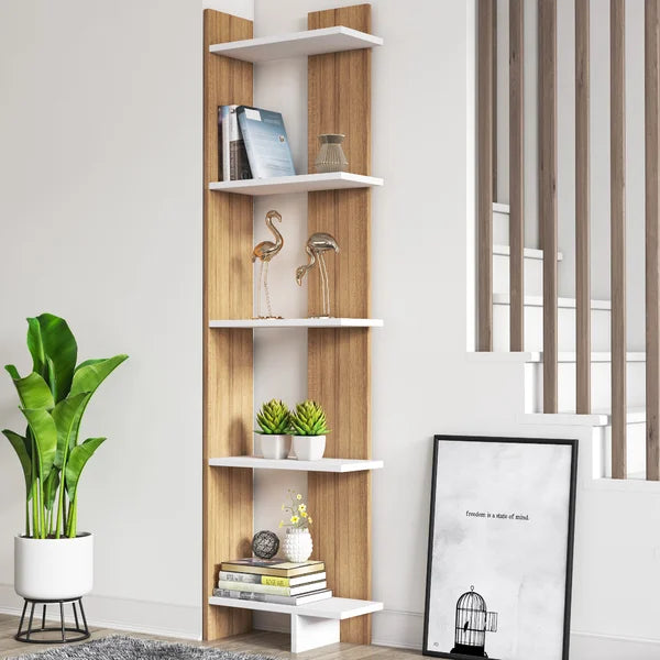 (5 Shelves) 67" H x 18" W x 9" D Deddrick Corner Bookcase