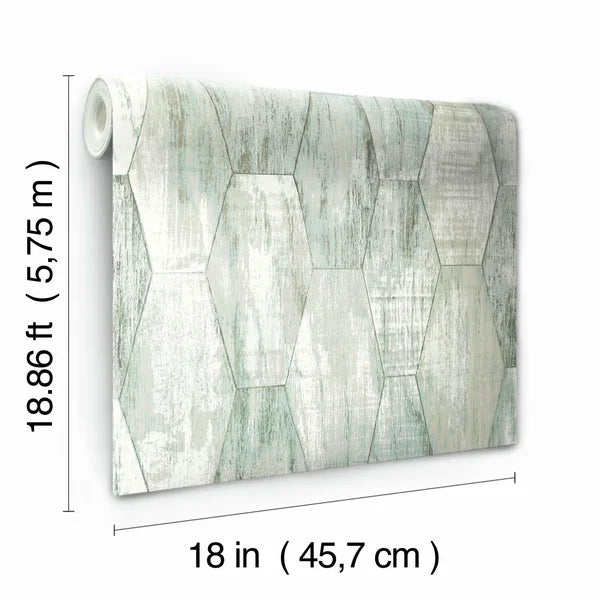 Blue/Gray Deianeira Wood Hexagon Tile 18.86' L x 18" W Peel and Stick Wallpaper Roll ( 28.29 sq. ft = 1 roll)