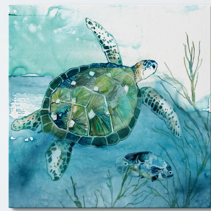 24" H x 24" W x 1" D Delray Sea Turtle I - Wrapped Canvas Print