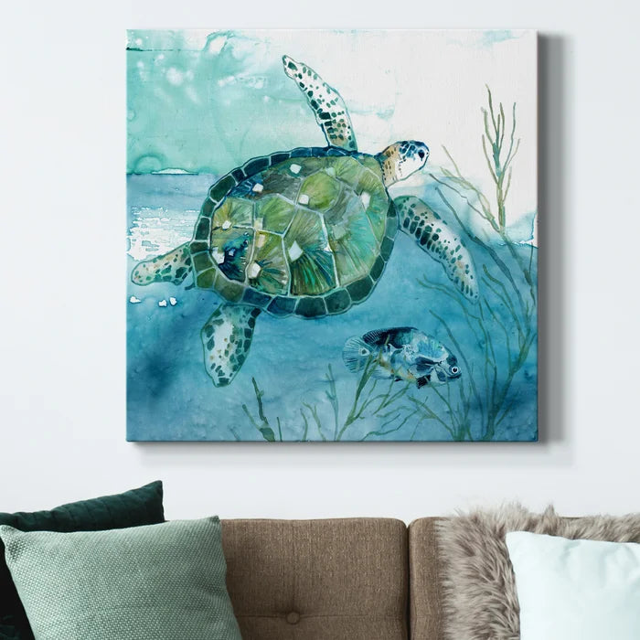 24" H x 24" W x 1" D Delray Sea Turtle I - Wrapped Canvas Print