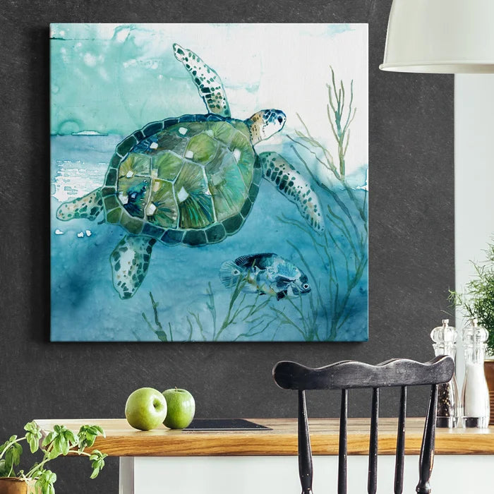 24" H x 24" W x 1" D Delray Sea Turtle I - Wrapped Canvas Print