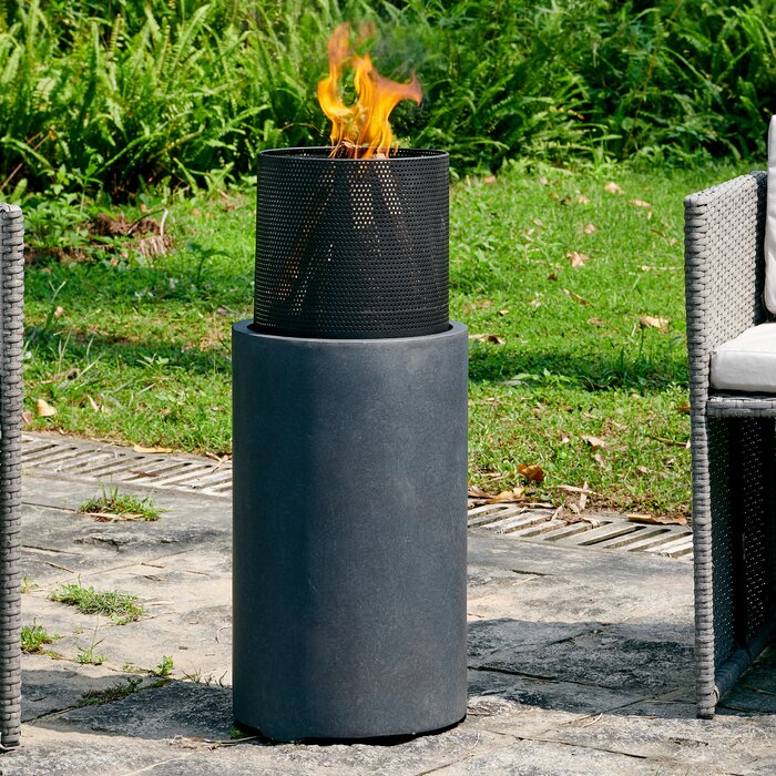 Black Delshire Polyresin Wood Burning Fire Pit LX4789