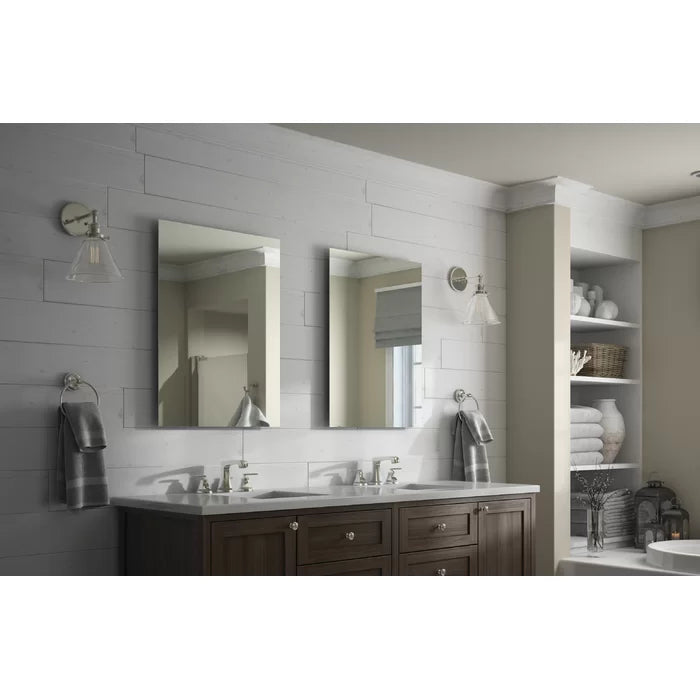 Rectangular Standard Float Mount Frameless Bathroom/Vanity Mirror, 41" x 27"