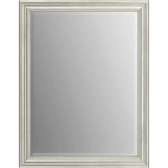 27.87" x 20.63" Nickel Deluxe Modern Beveled Bathroom/Vanity Mirror