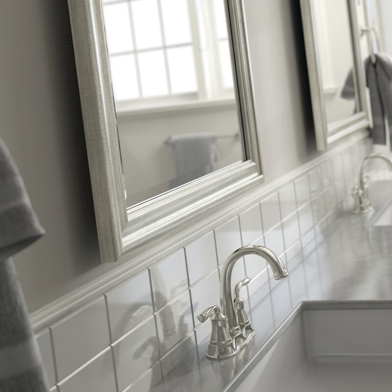 41.34" x 29.33" Nickel Deluxe Modern Beveled Bathroom/Vanity Mirror